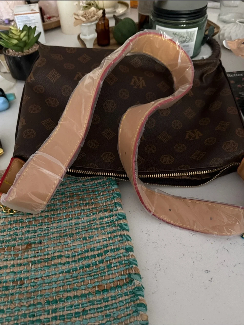 🍁NEW🍂🌸Designer Brown Monogram Satchel with Colorful Accents